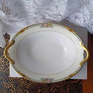 VINTAGE NORITAKE "M" JAPAN CROYDON 76568 10.5" DOUBLE-HANDLED OVAL SERVING BOWL